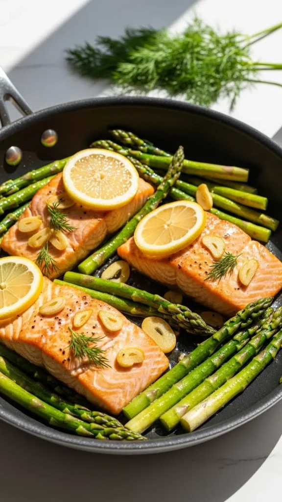 14. Garlic Butter Salmon and Asparagus