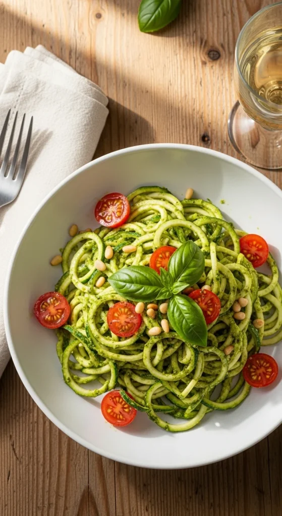 14. Gluten-Free Pesto Zucchini Noodles