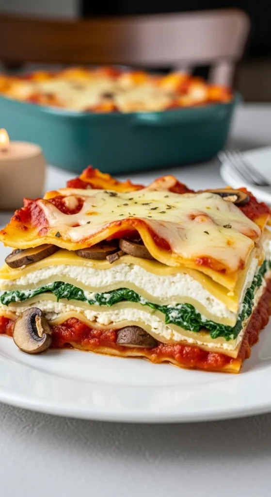 14. Mushroom and Spinach Lasagna