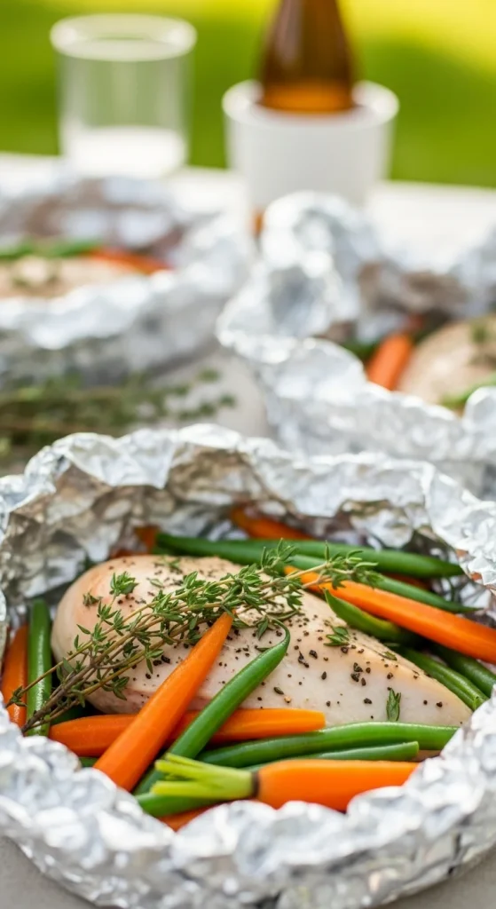 15. Baked Chicken and Veggie Foil Packets