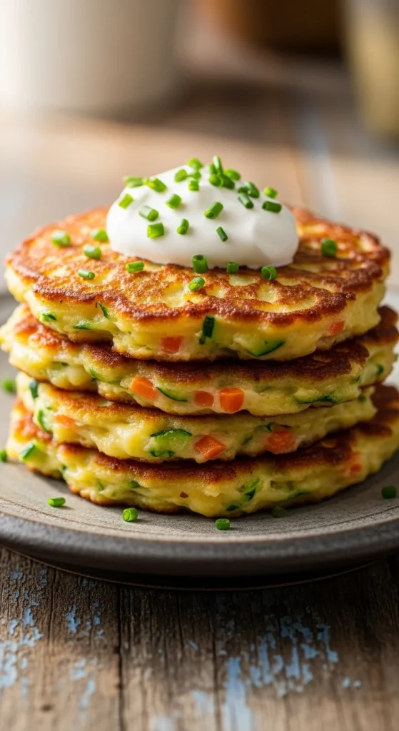 15. Cheesy Veggie Pancakes