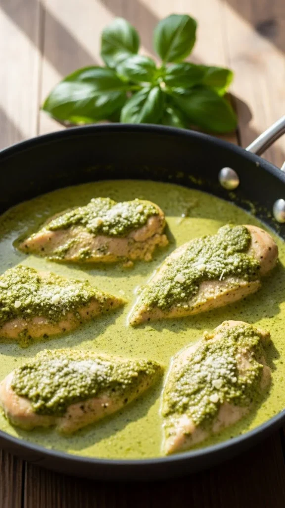 16. Creamy Pesto Chicken Skillet