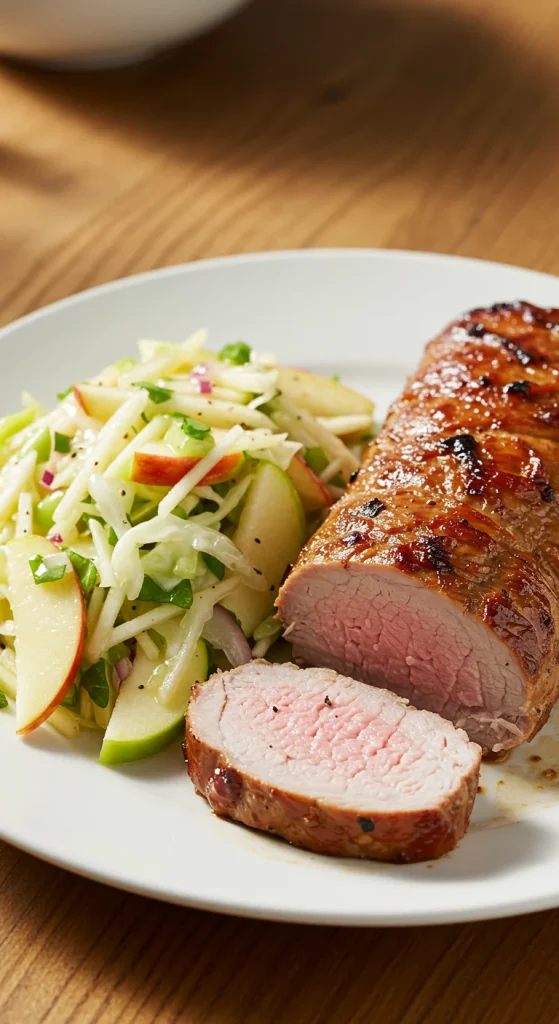 16. Grilled Pork Tenderloin with Apple Slaw