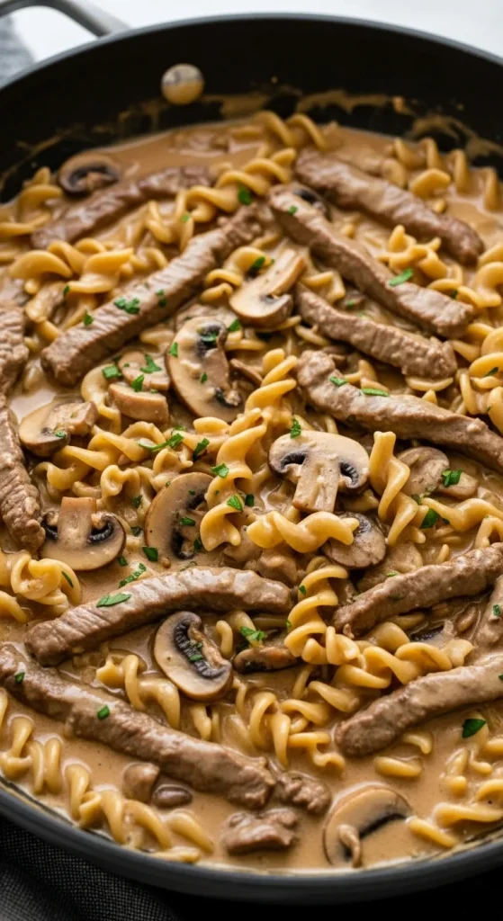 16. One-Pot Beef Stroganoff