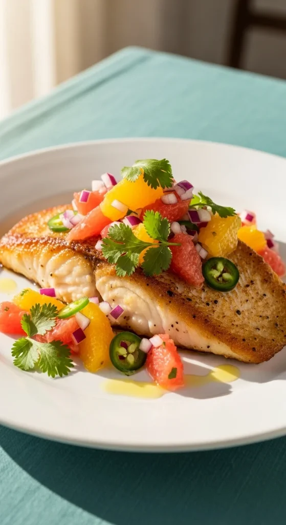 16. Pan-Fried Red Snapper with Citrus Salsa
