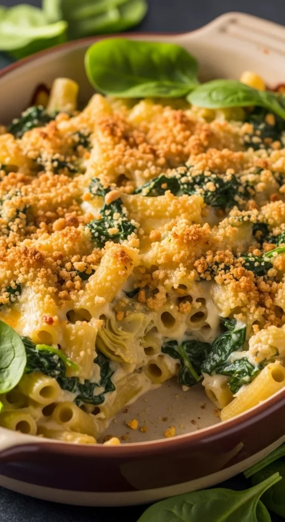 16. Spinach Artichoke Pasta Bake