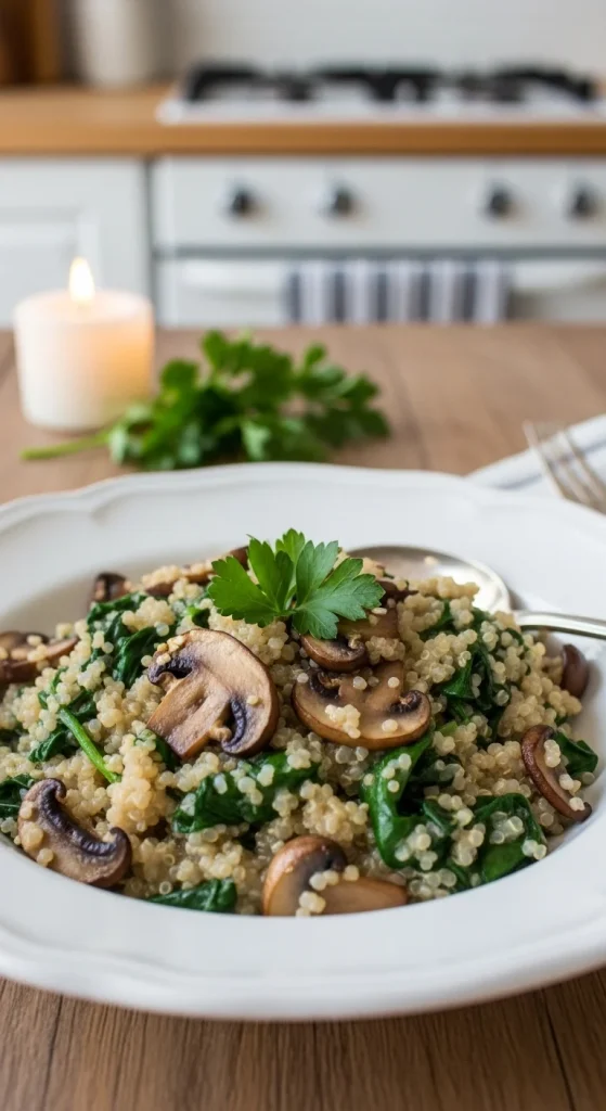 16. Spinach and Mushroom Quinoa Risotto