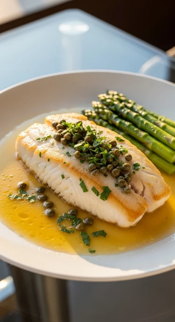 17. Baked Sole with Caper Sauce