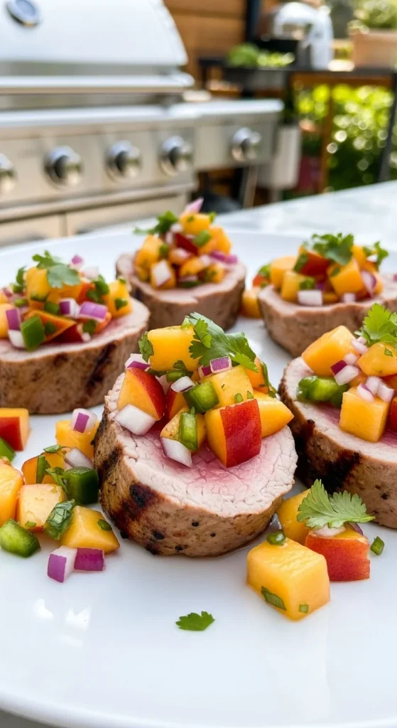 17. Grilled Pork Tenderloin with Peach Salsa