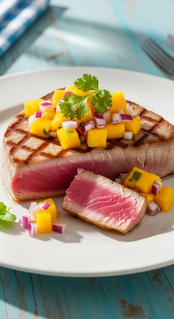 17. Grilled Tuna Steaks with Mango Salsa