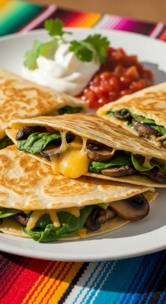 17. Mushroom and Spinach Quesadillas