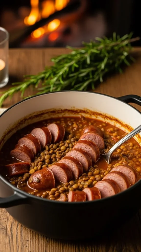 17. One-Pot Lentil and Sausage Casserole
