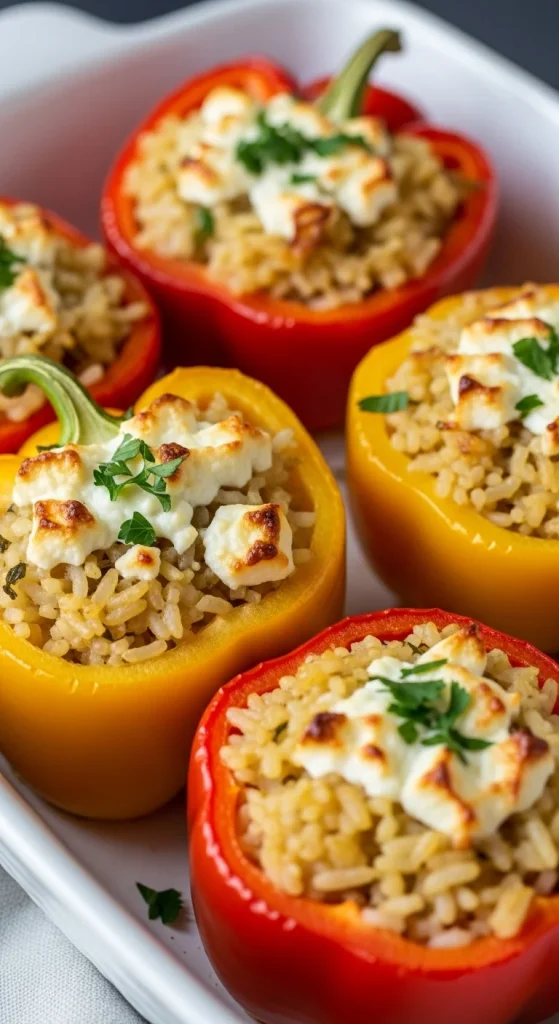 17. Stuffed Bell Peppers with Rice and Feta