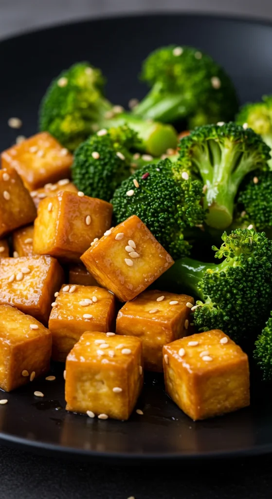 18. Baked Tofu with Sesame Broccoli