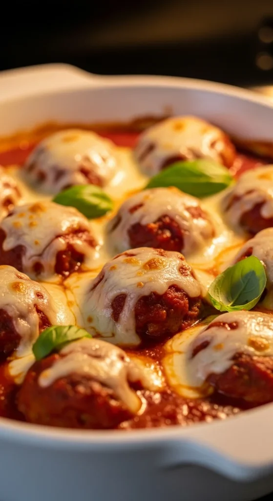 18. Cheesy Meatball Bake