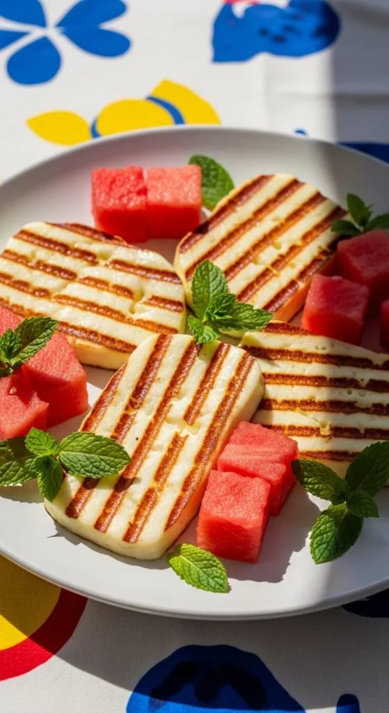 18. Grilled Halloumi with Watermelon Salad
