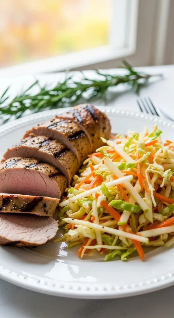 18. Grilled Pork Tenderloin with Apple Slaw