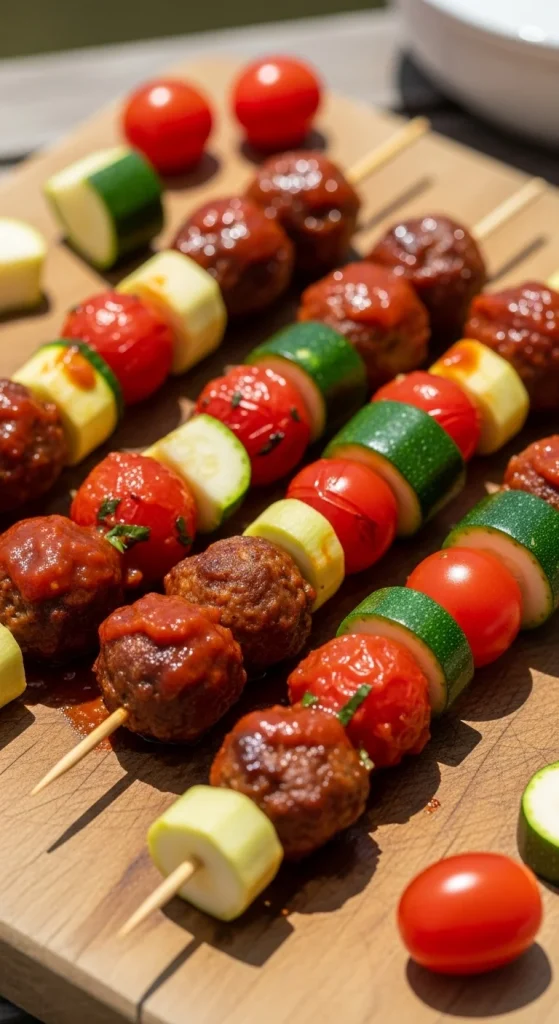 18. Mini Veggie Meatball Skewers
