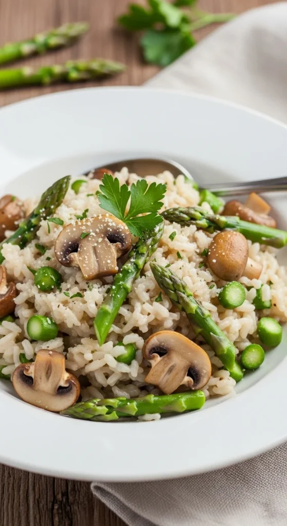 18. Mushroom and Asparagus Risotto