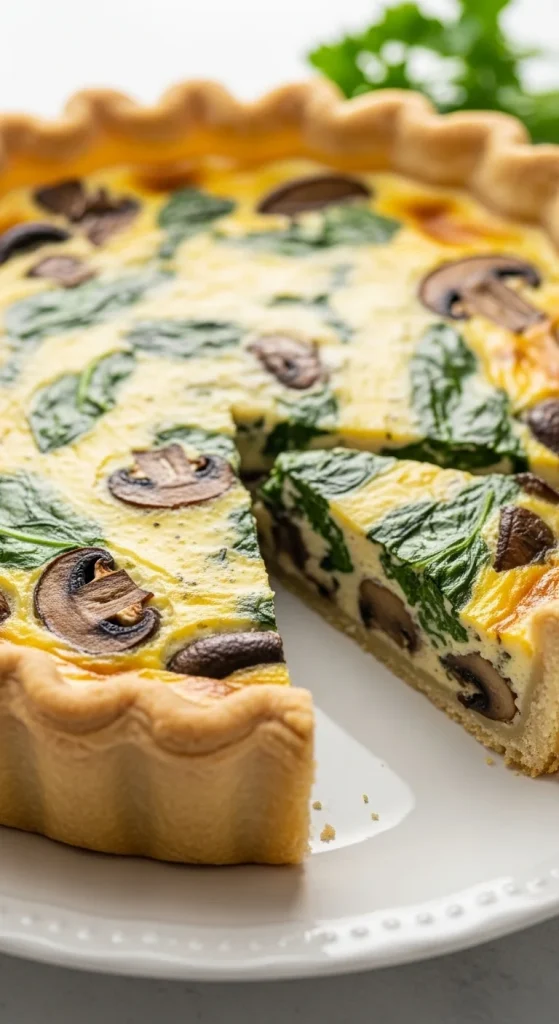 18. Mushroom and Spinach Quiche
