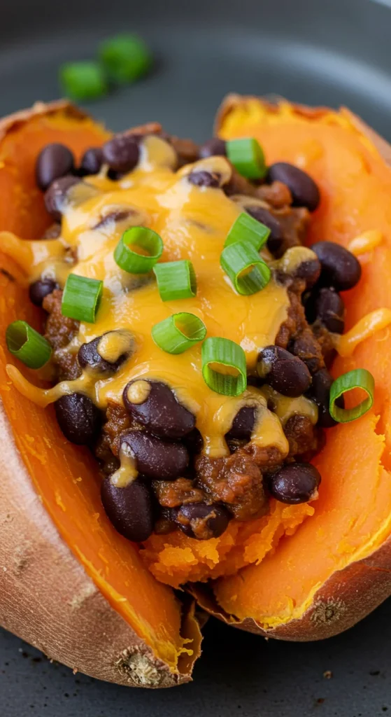 19. Baked Sweet Potatoes with Beans