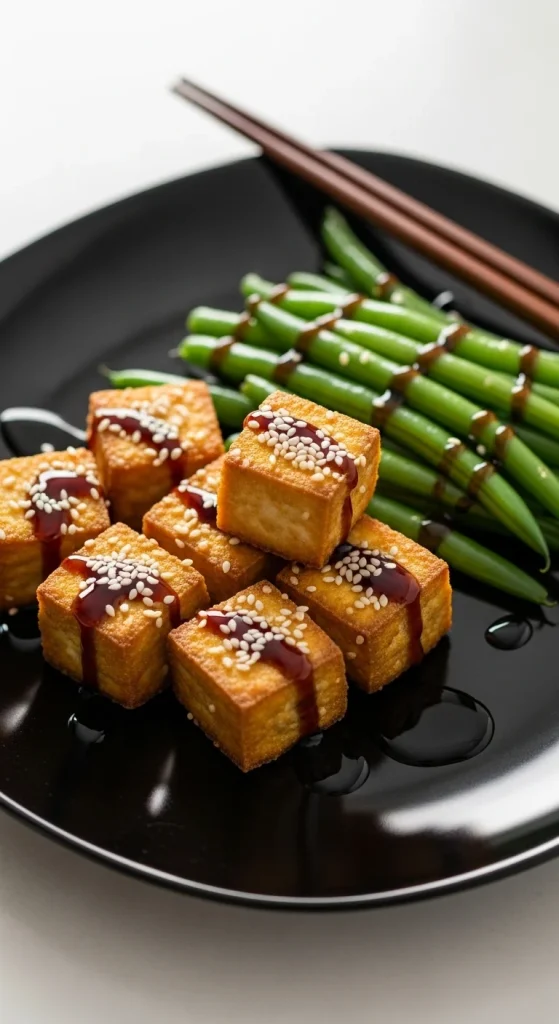 19. Baked Tofu with Sesame Green Beans