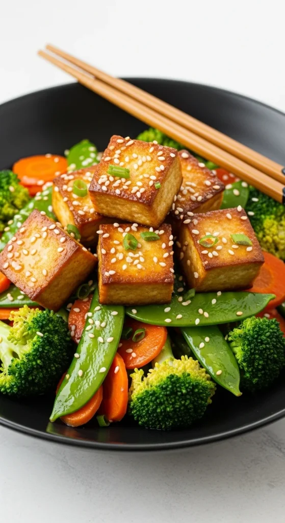 19. Baked Tofu with Stir-Fry Veggies