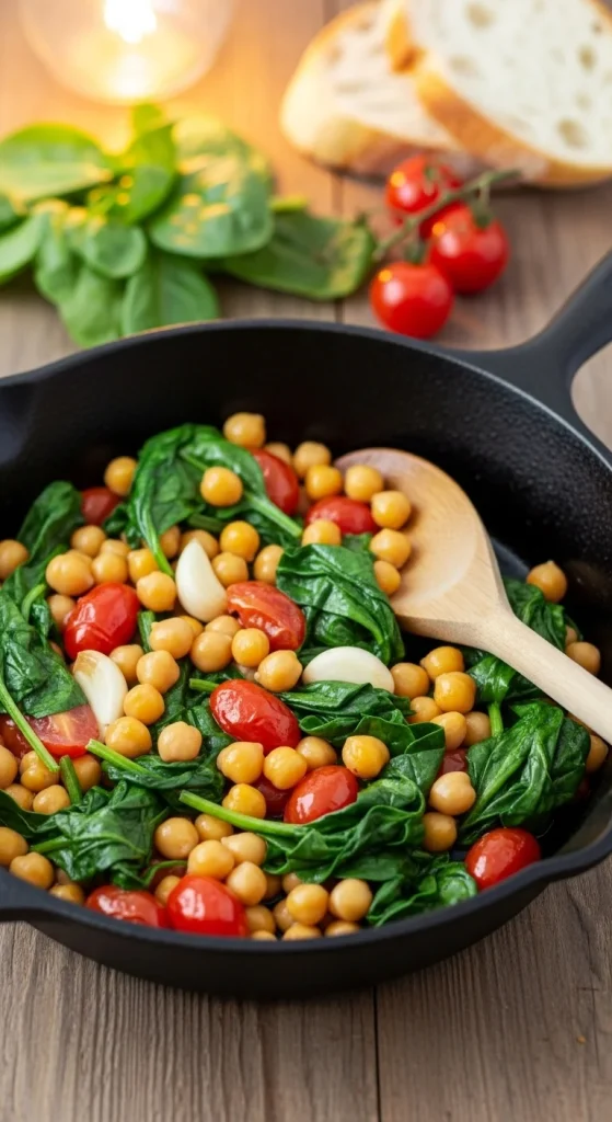 19. Chickpea Spinach Skillet