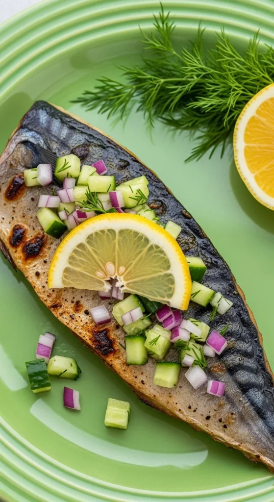 19. Grilled Mackerel with Lemon Salsa