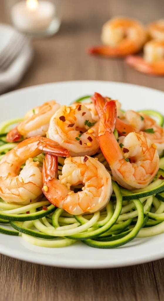 2. Garlic Butter Shrimp with Zucchini Noodles