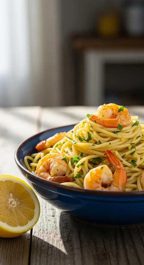 2. Lemon Garlic Shrimp Gluten-Free Spaghetti