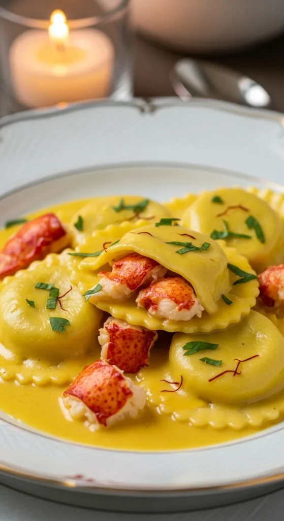2. Lobster Ravioli in Saffron Sauce