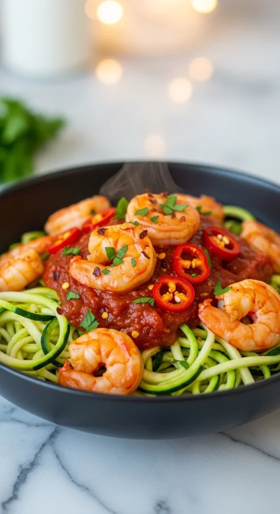 2. Spicy Shrimp Zucchini Noodles