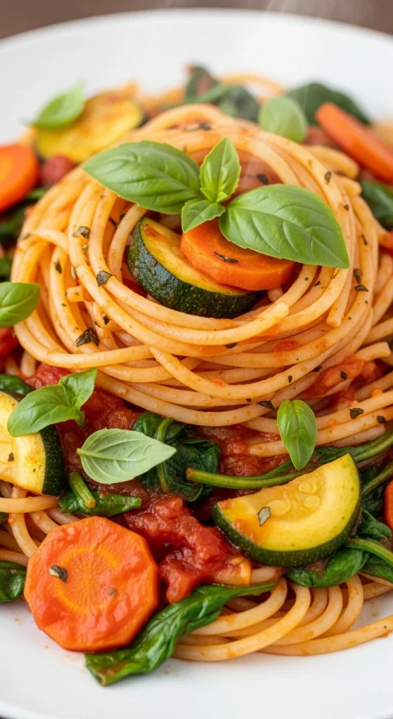 2. Veggie-Packed Tomato Pasta