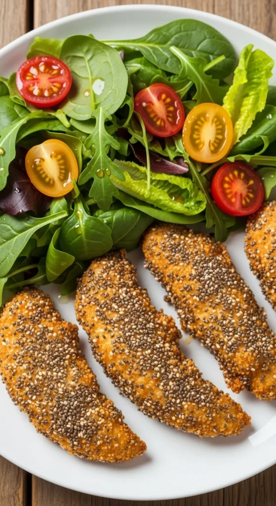 20. Chia Seed Crusted Chicken with Salad