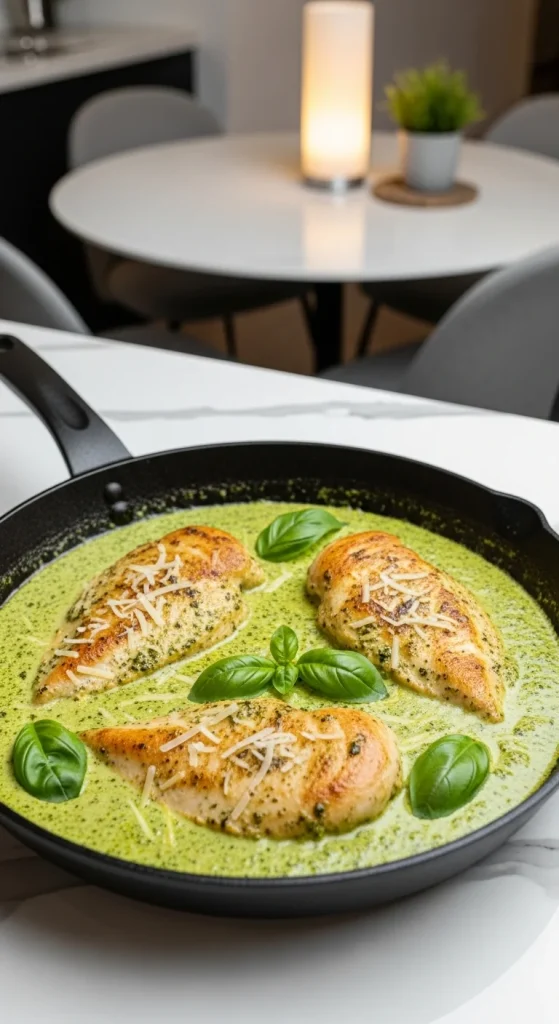 21. Creamy Pesto Chicken Skillet