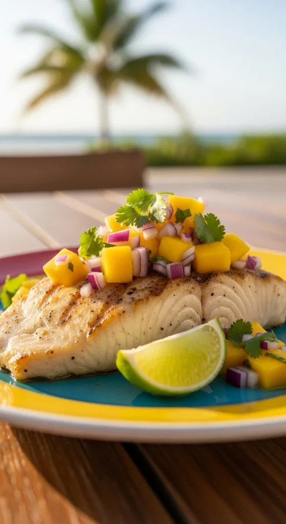 21. Grilled Barramundi with Mango Salsa