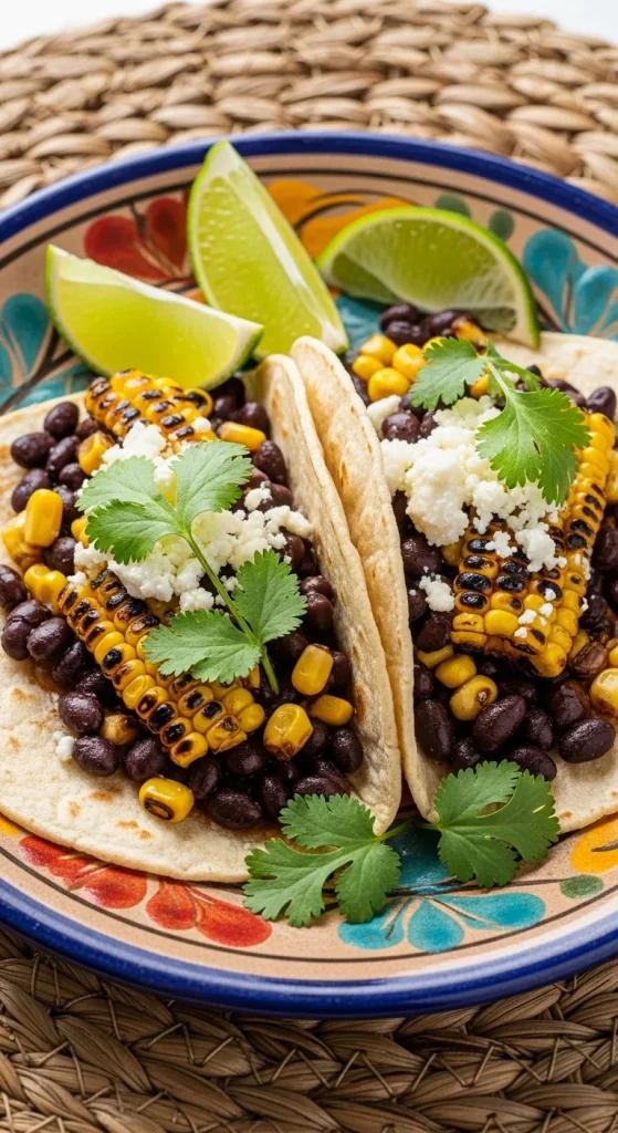 21. Grilled Corn and Black Bean Tacos