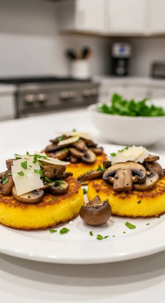21. Mushroom and Parmesan Polenta Cakes