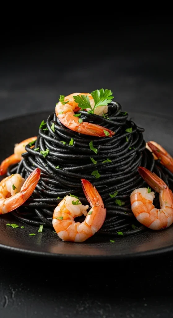 21. Squid Ink Pasta with Shrimp