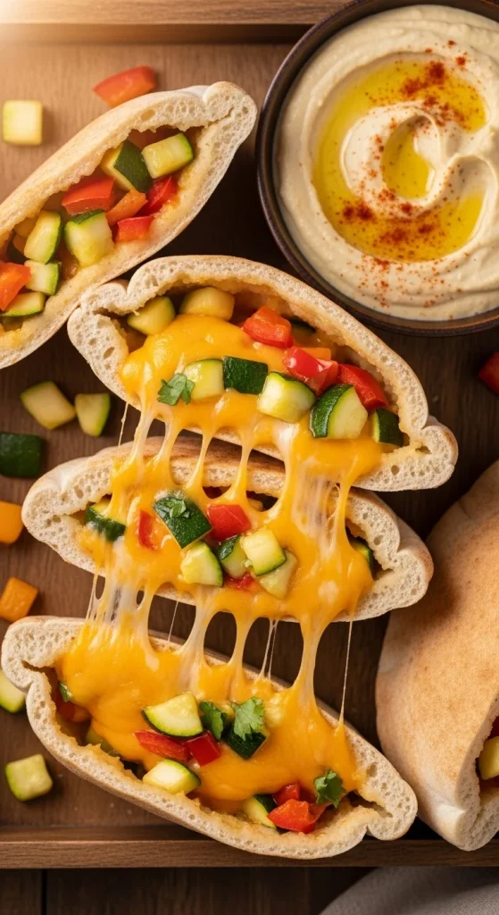 22. Cheesy Veggie Stuffed Pita Pockets