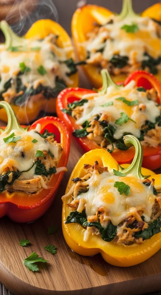 22. Chicken Spinach Stuffed Peppers