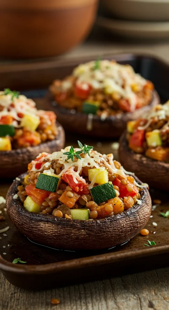 22. Lentil and Veggie Stuffed Portobello Mushrooms