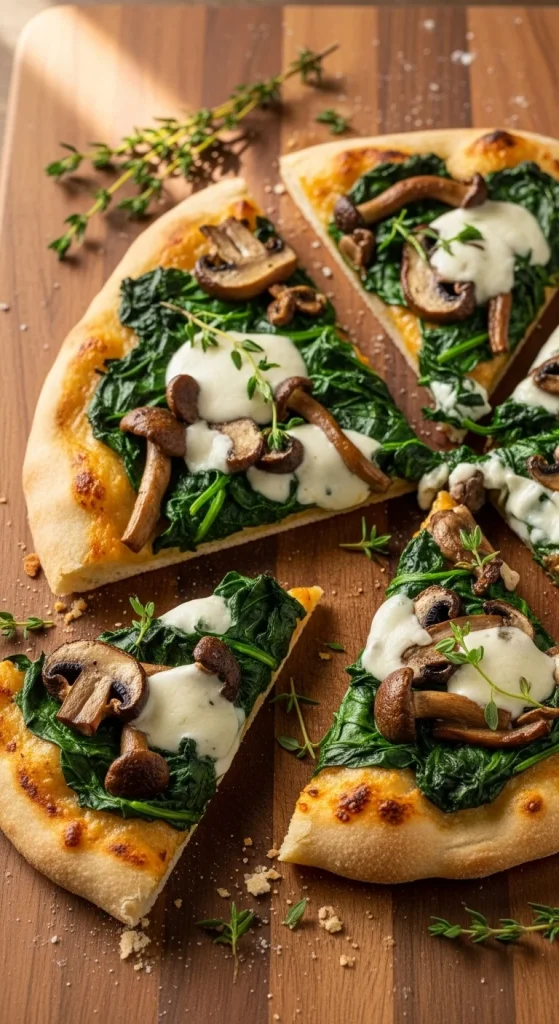 22. Mushroom and Spinach Flatbread
