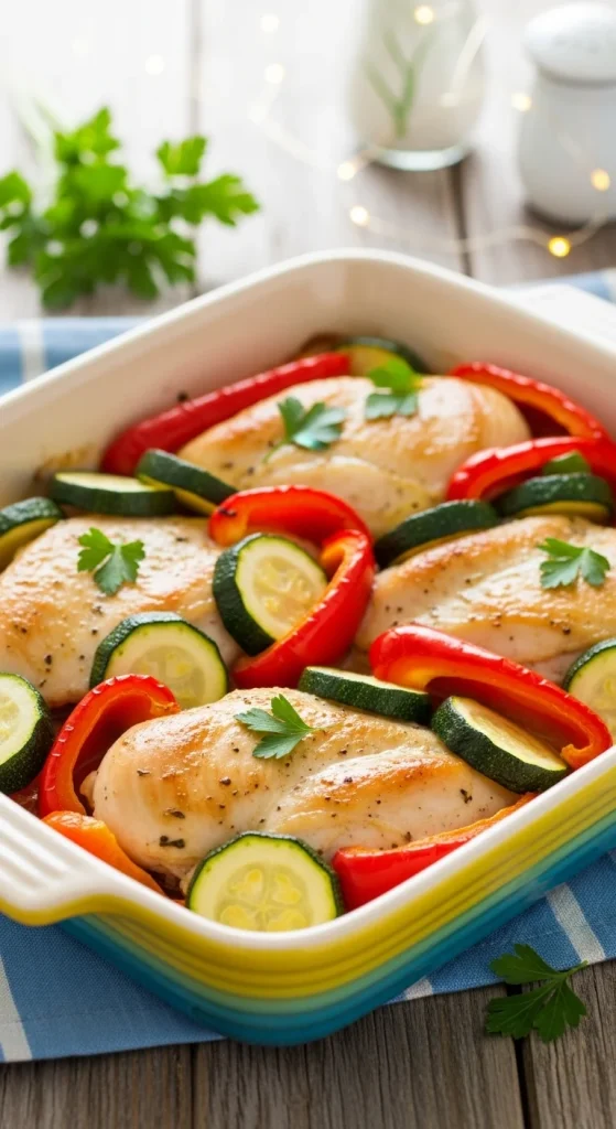 23. Baked Chicken with Zucchini and Peppers