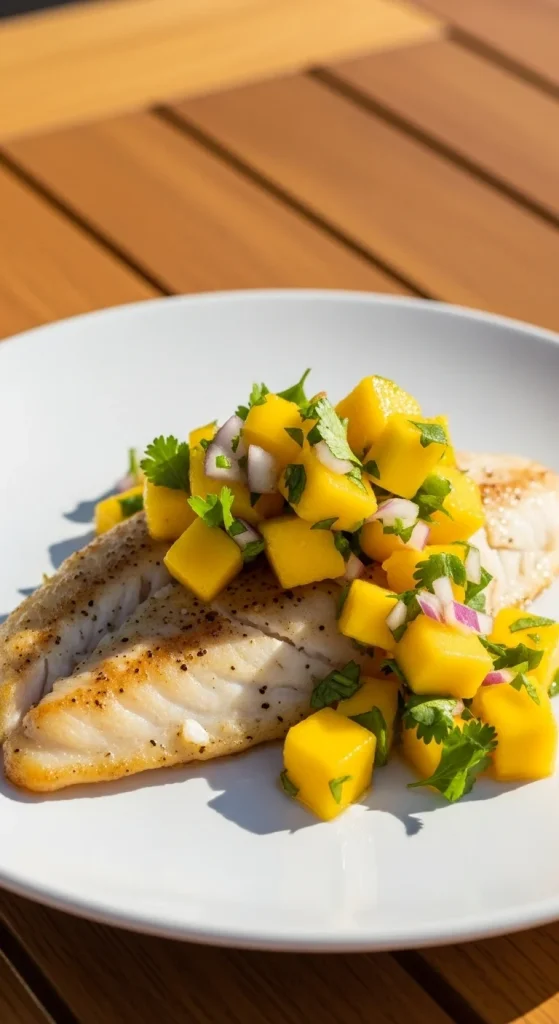 23. Baked Tilapia with Mango Salsa