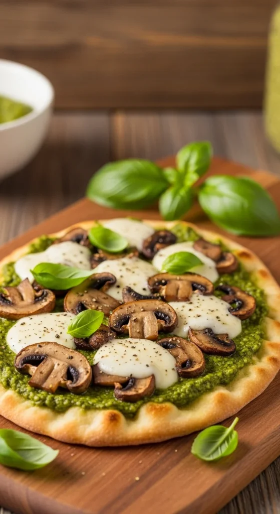 23. Mushroom and Pesto Flatbread Pizza