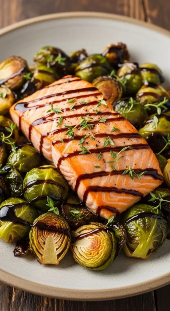 23. Roasted Brussels Sprouts and Salmon