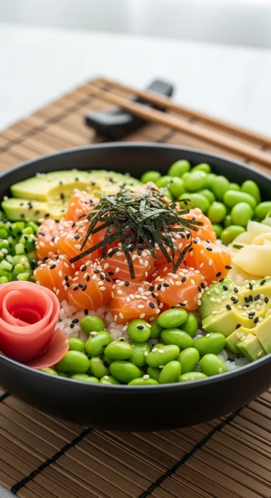 23. Salmon and Avocado Poke Bowl