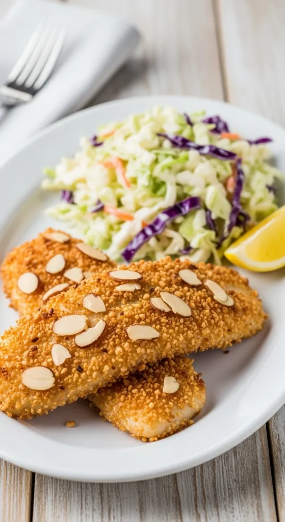 24. Almond Flour Crusted Fish with Coleslaw